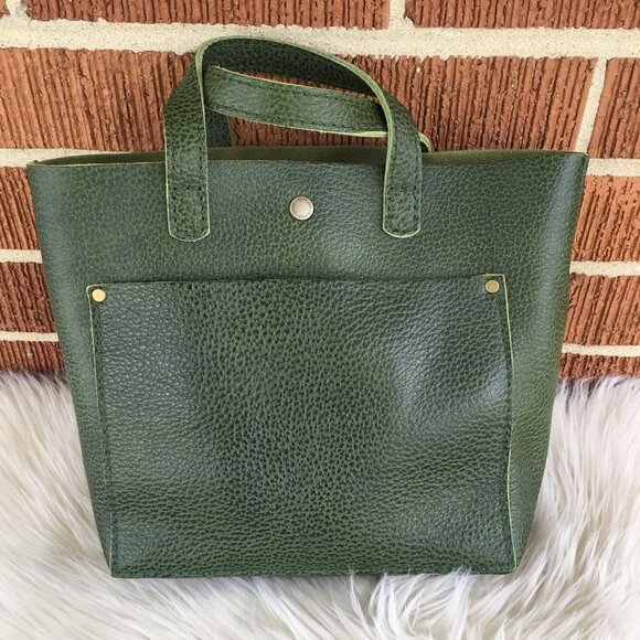 Portland Leather Handbags - Portland Leather Goods Classic Mini Snap Crossbody Leathe Tote Bag Avocado New